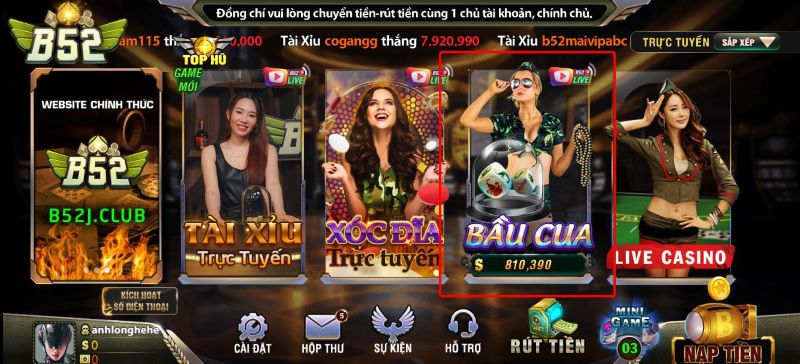 Bầu cua live B52 Club